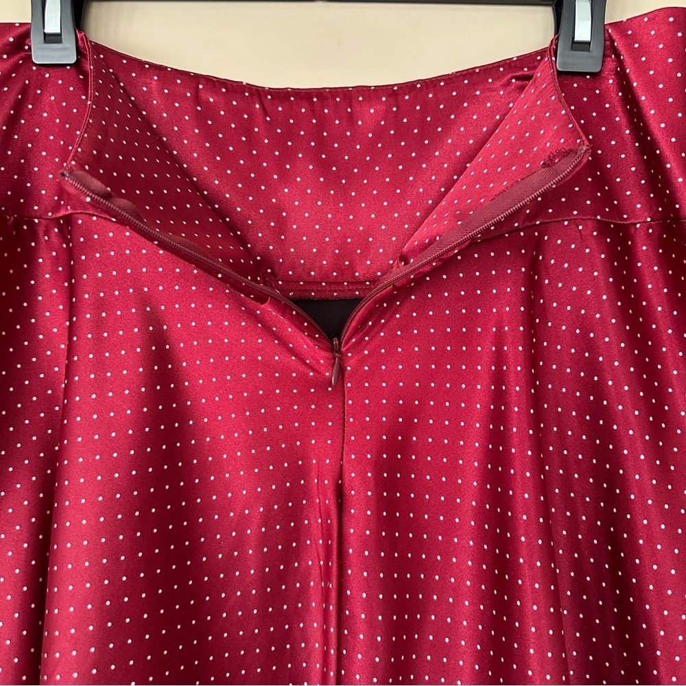 Vintage Junior 9 Satin Maroon Skirt Tulle Ruffle Whimsigoth Red Polkadot Y2K Red - Picture 7 of 11